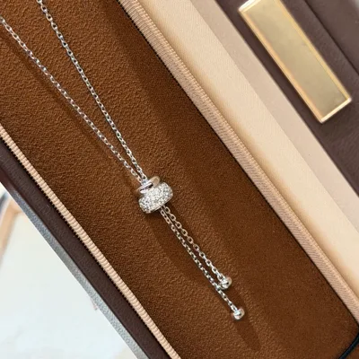 Pomellato New European Style Perfume Bottle Half-Diamond Tassel Necklace
