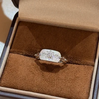 Independent Designer Vintage Octagram Brushed Open Ring