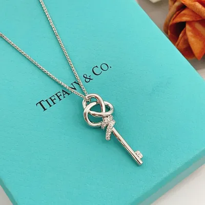 Tiffany Silver Key Necklace with Diamonds