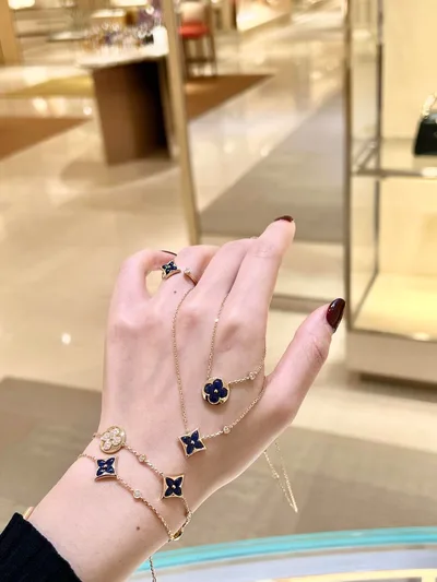 LV Style Blue Mother-of-Pearl Bracelet