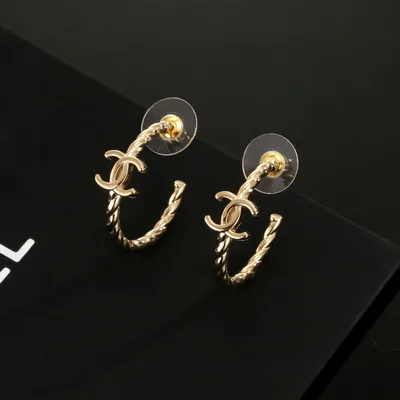 Chanel Classic Half-Circle Gold Double C Earrings
