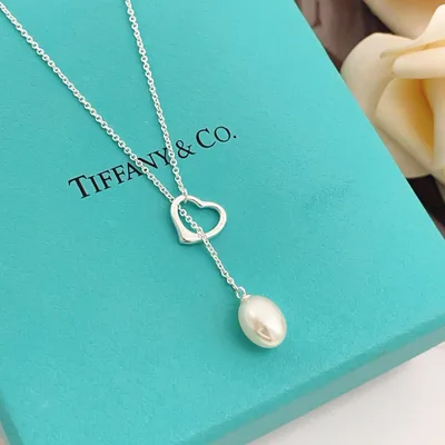 Tiffany Silver Pearl Heart Lasso Necklace
