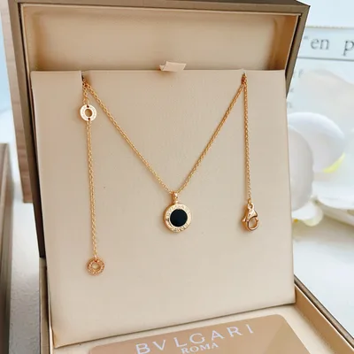 BVLGARI Rose Gold Black White Diamond Round Necklace