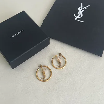 Saint Laurent Earrings Metal Texture Brass