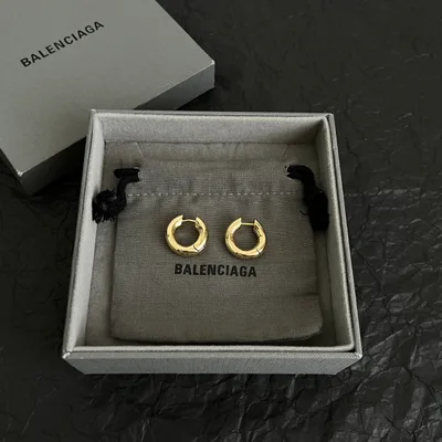 Balenciaga Earrings Simple Gold Tone