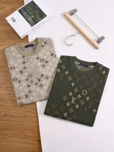 Louis Vuitton 1V Micro-Wide Fit LV 26SS Multi-Process Jacquard Contrast Monogram Letter Embroidery Crew Neck Short Sleeve T-Shirt