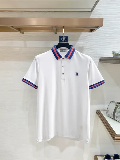 Hermes 2026SS Summer New Letter Logo Men's Polo Shirt