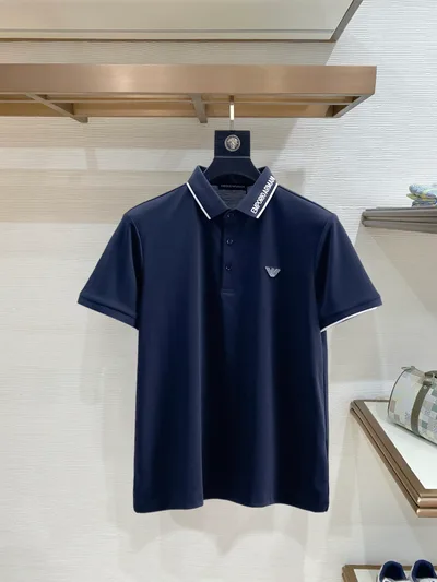 Armani 2026SS Summer New Letter Logo Men's Spread Collar Polo Shirt