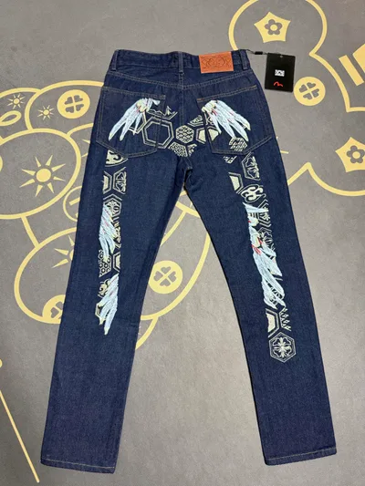 EV God High Version Embroidered Jacquard Jeans for Men