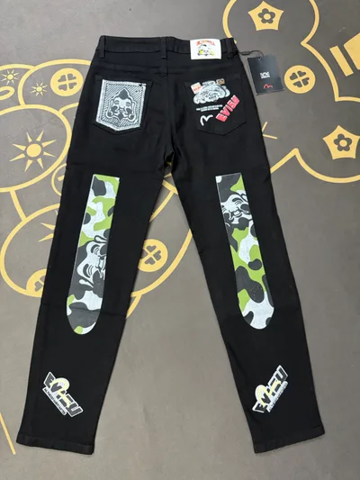 EVISU FUKU Patchwork Embroidery & Watermark Heavy Craft Jeans