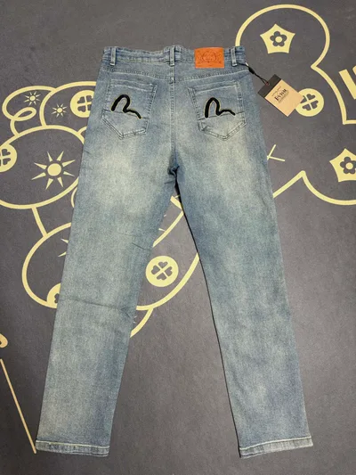 EV New Trendy Embroidery Summer Jeans Straight Leg Slim Fit