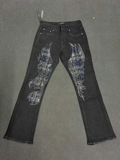 AMIRI Rhinestone Rivet Flared Jeans