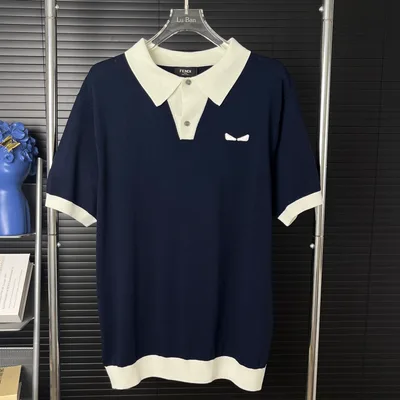 FENDI 25SS Monster Eye Knit Polo Short Sleeve