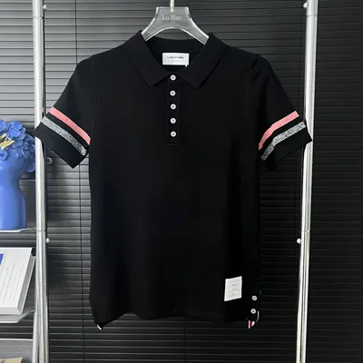 Thom Browne Four-Bar Knit Polo Short Sleeve
