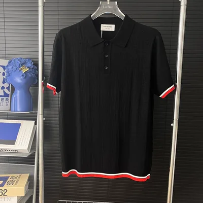 Thom Browne Color-Block Knit Polo Short Sleeve