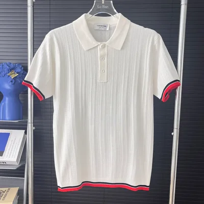 Thom Browne Colorblock Knit Polo Short Sleeve