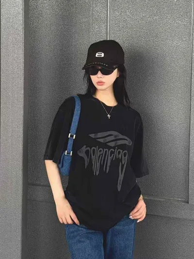 Balenciaga Style Liquefaction Print Short Sleeve T-Shirt