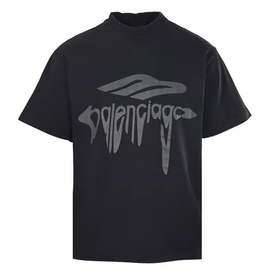Balenciaga Style Liquefied Print Short Sleeve T-Shirt
