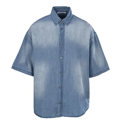 Series Back Print Logo Button Short Sleeve Shirt