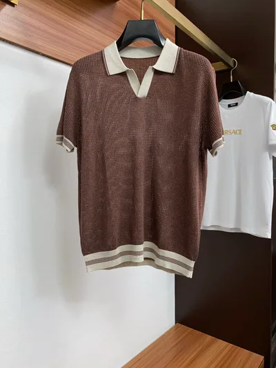 Knit Spread Collar Polo Shirt