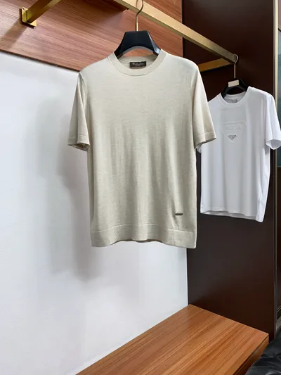 LP 2026 New Men's Minimalist Crew Neck Knitted Short Sleeve T-Shirt