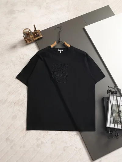 LOEWE Classic Logo Flocked Embroidery Crew Neck Short Sleeve T-Shirt