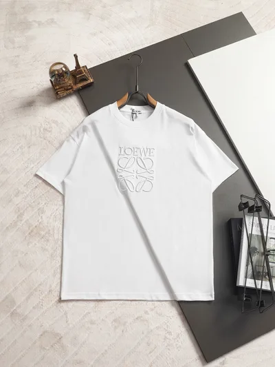 LOEWE Classic Logo Flocked Embroidery Crew Neck Short Sleeve T-Shirt