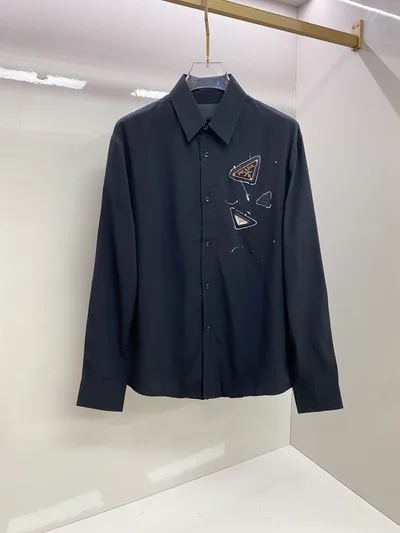 Prada 2026SS Graffiti Triangle Label Black Shirt