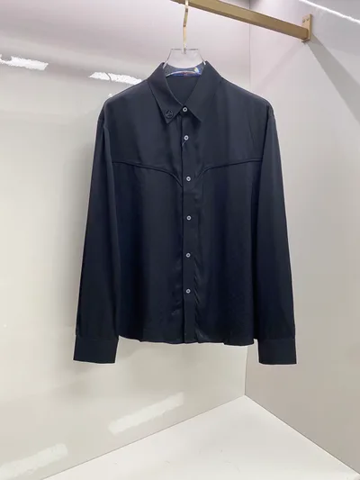 LV 2026SS Spring/Summer Western Style Satin Black Shirt