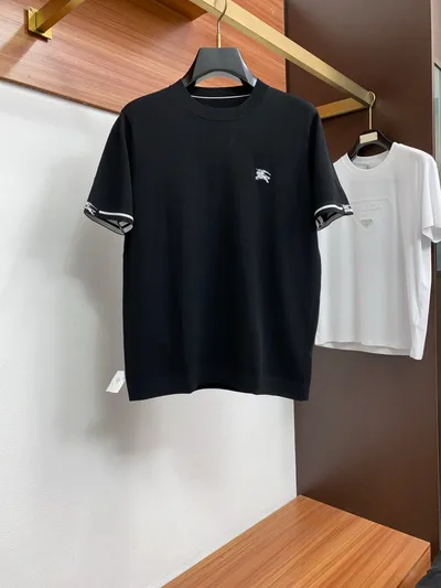 Burberry 2026 New Men's Crew Neck Knitted Short Sleeve T-Shirt