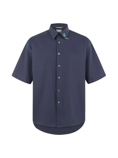 DIOR 26SS Cotton Short Sleeve Shirt with Clover Embroidery Logo
