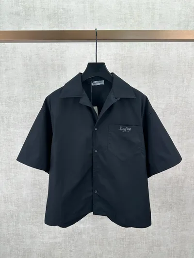 Paris 26SS Sketchy Black Cotton Poplin Bowling Shirt