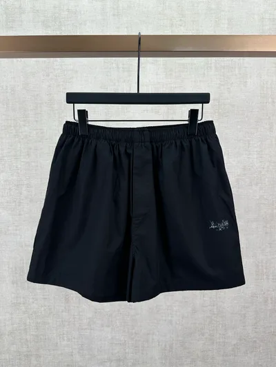 Paris 26SS Sketchy Black Cotton Poplin Loose Fit Shorts