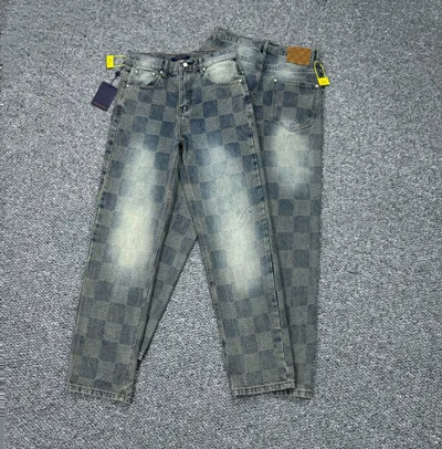 Louis Vuitton 24SS Pharrell Williams x LV Damien Mosaic Denim Jacket and Jeans Set