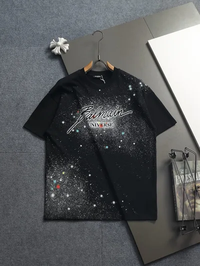 BALMAN Round Neck Short Sleeve Simple 3D Letter Star Logo Refined Upgrade
