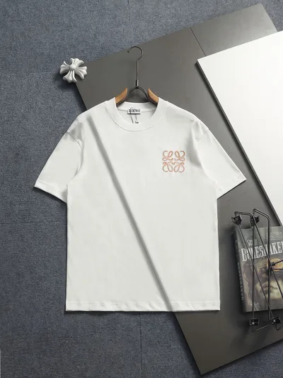 LOEWE 2026 New Custom 32s 320g Cotton Cover Cotton Fabric Short Sleeve T-Shirt