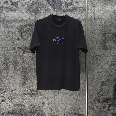 BAL* Paris 2026SS 320g Washed Distressed Logo Short Sleeve T-Shirt