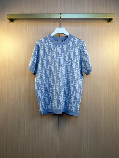 Dior 26SS Summer New Letter Jacquard Knit Short Sleeve T-Shirt