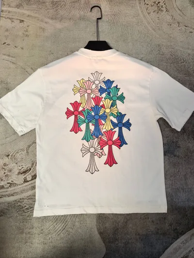 Chrome Hearts 2026 Cross Rainbow Print Summer Short Sleeve T-Shirt