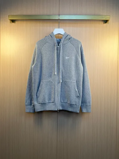 DIOR 26SS Letter Embroidery Logo Jacquard Wool Knit Hoodie Jacket