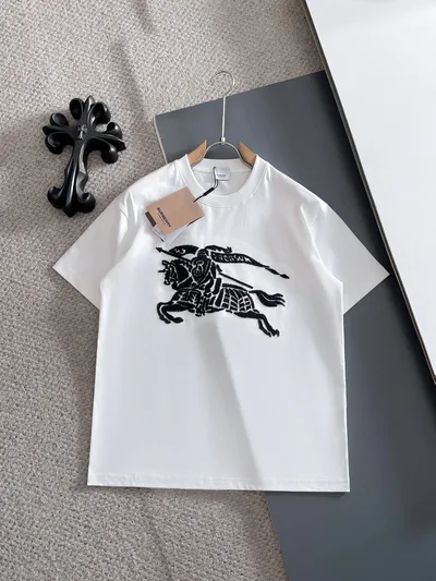 BURBERRY 280g Custom Fabric Embroidered Unisex Tee