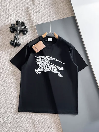 BURBERRY Selected 280g Custom Fabric Embroidered Unisex Tee