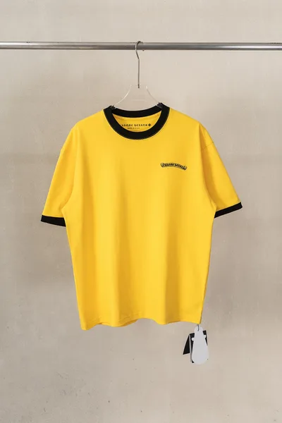 Chrome Hearts CH Heavy Wash 3D Foam Brushed & Color-Block Short Sleeve T-Shirt