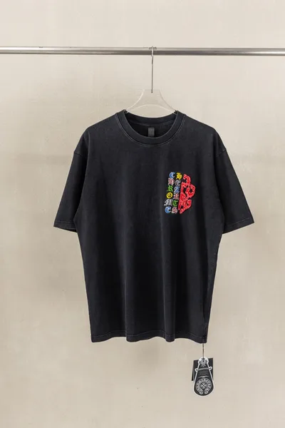 Chrome Hearts CH Heavy Wash 3D Patch Embroidery Short Sleeve