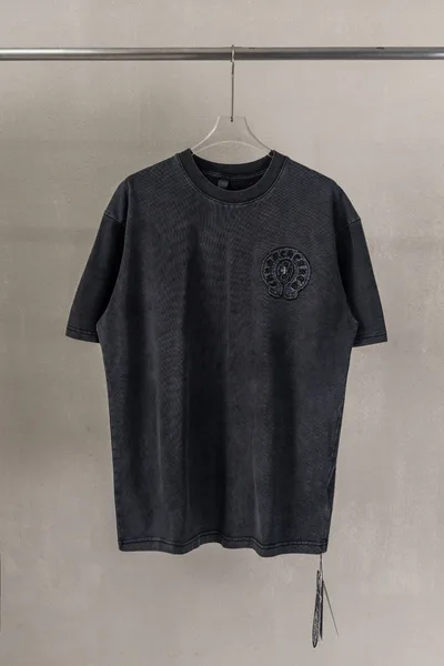 Chrome Hearts CH Heavy Wash 3D Print Black Short Sleeve with Embroidery