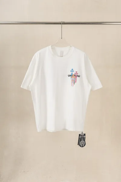 Chrome Hearts CH Heavy Wash 3D Embroidery Short Sleeve T-Shirt