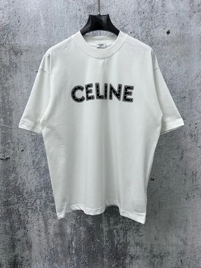 CELINE Letter Logo Stud Couple Short Sleeve T-Shirt