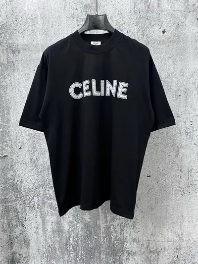CELINE Letter Logo Stud Couple Short Sleeve T-Shirt