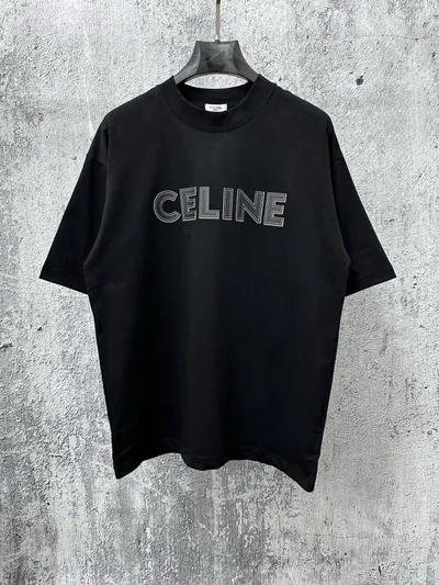 CELINE Letter Logo Dotted Couple Short Sleeve T-Shirt