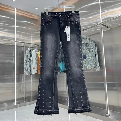 Purple Brand Heavy Wash Hardware Street Style Micro Flare Stretch Jeans